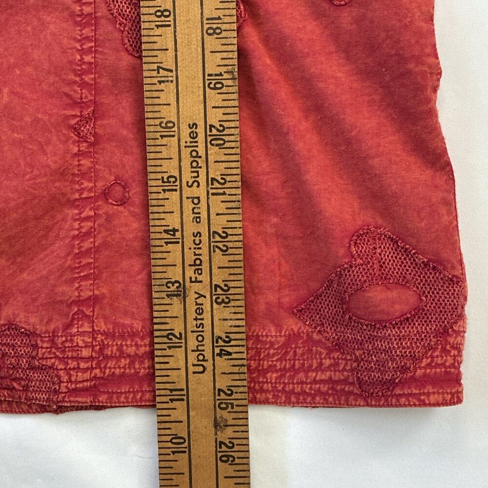 Vtg CJ Banks Floral Embroidered Shirt Jacket 1X Orange Cotton Boho Cottage Artsy - Picture 13 of 16